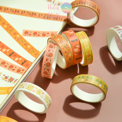 [HOTIS] Hộp 5 cuộn washi tape có hoa văn đa dạng - Rộng 1cm, Dài 2m
