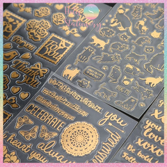 [HOTIS] Twinkle sticker vintage, nhãn dán ánh vàng lấp lánh, phong cách cổ điển