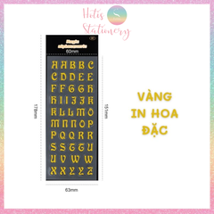 [HOTIS] Sticker chữ in hoa/ thường màu vàng bạc ánh kim trang trí sổ bullet journal