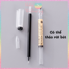 [HOTIS] Hộp 12 cây bút gel đen ngòi kim 0.5mm, vỏ trong suốt, thiết kế đơn giản, hiện đại
