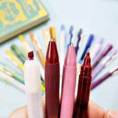 [HOTIS] Set 4 bút gel, bút nước và bút dạ quang cùng tông màu tặng kèm túi zip tiện lợi