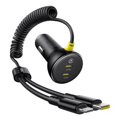 Tẩu Sạc Cho Ô Tô Baseus Circular Plastic Car Charger 60W (With 1.4m Spring Cable)