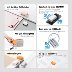 Pin dự phòng Cuktech 10.000mAh Power Bank 30W PD3.0/PPS/QC3.0/QC – PB100