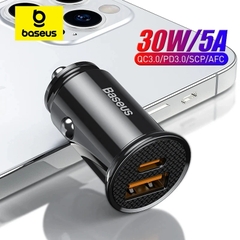 Bộ tẩu sạc nhanh đa năng dùng cho xe hơi Baseus Circular Plastic PPS Car Charger (30W, PD/ QC 3.0/ SCP/ AFC, Quick Charger )