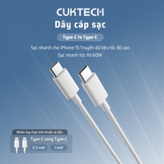 Cáp Sạc Nhanh C to C 1m 60W CUKTECH CTC310N Hỗ Trợ PD QC Truyền Dữ Liệu 480Mbps