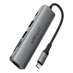 Bộ Hub USB-C 6 trong 1 ACEFAST J18 – Xuất hình 4K 60Hz, Sạc nhanh PD 90W, Dock mở rộng kèm khe thẻ SD/TF