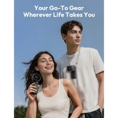 AECOOLY Halo 02 – Quạt Pin 3600mAh, Cầm Tay Gọn Nhẹ, 16.5h, 5 Tốc Độ Gió, 7000rpm, 2 Kênh Gió