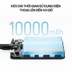 Sạc dự phòng không dây Cuktech 10.000mAh Hít từ tính + Tích hợp cáp Type C – WPB100L