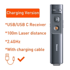 Bút Laser trình chiếu Baseus Orange Dot Wireless Presenter cho Laptop/ Macbook (100m. 2.4Ghz USB/Type C Receiver, Wirele