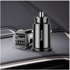 Bộ tẩu sạc đa năng dùng cho xe hơi Baseus Grain Mini (5V, 3.1A Fast Charge, 2 cổng USB Car Charger)