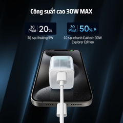 Sạc nhanh Cuktech 30W trong suốt siêu nhỏ PD/PPS/QC3.0 – AC30S