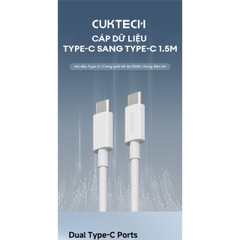 Cáp C to C CUKTECH CTC515N 1.5m 100W Sạc Nhanh 5A, Truyền Dữ liệu 480Mbps