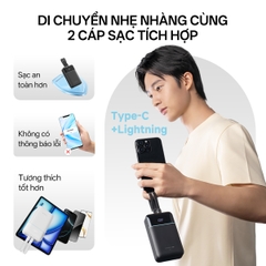 Pin dự phòng Cuktech CP24 Power Bank 20.000mAh (2 cáp Built-in Type-C & Lightning MFI) – LPB200NL