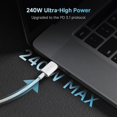 Cáp Sạc Nhanh C to C 2m 240W CUKTECH CTC520P Hỗ Trợ PD 3.1, PPS, CarPlay, Android Auto