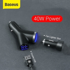 Bộ tẩu sạc mở rộng 3 trong 1 dùng cho xe hơi Baseus Y Type Dual USB (40W, 3.4A Fast Charge, Intelligent Car charger)