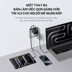 Cuktech có củ sạc nhanh Cuktech 67W GaN Charger (cáp Built-in USB-C) – AD653W thiết kế nhỏ gọn, có cáp rút tích hợp