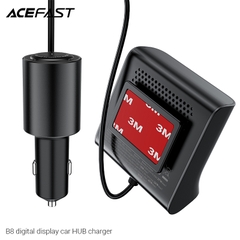Sạc Ô Tô Kim Loại ACEFAST B6 63W (USB-A + USB-C) Kèm Màn Hình Hiển Thị Số