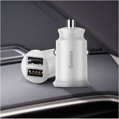 Bộ tẩu sạc đa năng dùng cho xe hơi Baseus Grain Mini (5V, 3.1A Fast Charge, 2 cổng USB Car Charger)