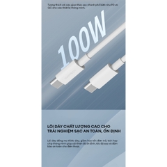 Cáp C to C CUKTECH CTC515N 1.5m 100W Sạc Nhanh 5A, Truyền Dữ liệu 480Mbps