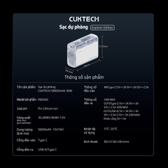 Pin dự phòng Cuktech 10.000mAh Power Bank 30W PD3.0/PPS/QC3.0 – PB100S
