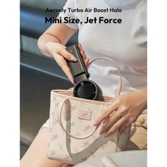 AECOOLY Halo 02 – Quạt Pin 3600mAh, Cầm Tay Gọn Nhẹ, 16.5h, 5 Tốc Độ Gió, 7000rpm, 2 Kênh Gió