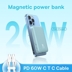 Pin dự phòng không dây tích hợp nam châm Baseus Magnetic Wireless Charging Power bank 6000mAh / 10000mAh 20W (With Baseus Xiaobai series Cable Type-C to Type-C 60W(20V/3A) 50cm)