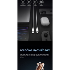Cáp Sạc Nhanh C to C 2m 240W CUKTECH CTC520P Hỗ Trợ PD 3.1, PPS, CarPlay, Android Auto