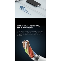 Cáp sạc Type-C 1m CUKTECH ATC310N 60W USB-A to USB-C