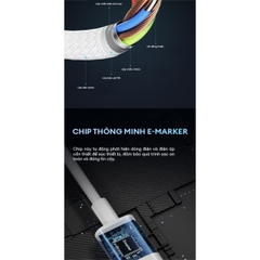Cáp Sạc Nhanh C to C 2m 240W CUKTECH CTC520P Hỗ Trợ PD 3.1, PPS, CarPlay, Android Auto