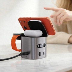 Trạm sạc nhanh để bàn ACEFAST Z9 GaN 80W 6 trong 1 đa năng, tích hợp cáp USB-C, củ sạc adapter chân EU