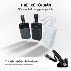 Pin dự phòng Cuktech CP24 Power Bank 20.000mAh (2 cáp Built-in Type-C & Lightning MFI) – LPB200NL