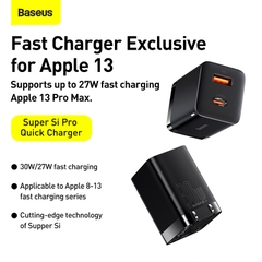 Sạc nhanh nhỏ gọn Baseus Super Si Pro Quick Charger C+U 30W