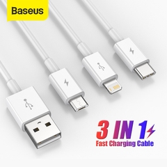 Cáp sạc 3 đầu Baseus Superior Series 3 in 1 (USB to Type C+ IP + Micro USB, 3.5A/ 1.5m, TPE Fast Charging Data Cable)