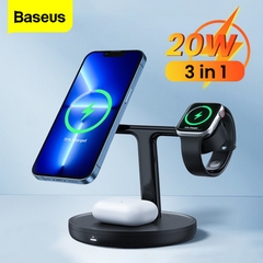 Đế sạc không dây từ tính thông minh Baseus Swan 3-in-1 Wireless Magnetic Charging Bracket 20W Universal version