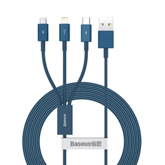 Cáp sạc 3 đầu Baseus Superior Series 3 in 1 (USB to Type C+ IP + Micro USB, 3.5A/ 1.5m, TPE Fast Charging Data Cable)
