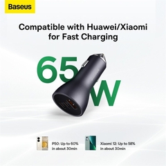 Tẩu Sạc Nhanh Đa Năng Trên Ô Tô 65W Baseus Golden Contactor Pro Triple Fast Charger Car Charger QC 3.0 4.0