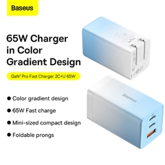 Bộ Sạc Baseus GaN3 Pro Charging Charger C+C+A 65W Charging Set (Kèm cáp sạc C to C 100W)