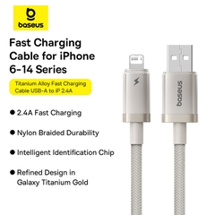 Cáp Sạc Nhanh USB to I.P Baseus Titanium Alloy 2.4A (480Mbps)