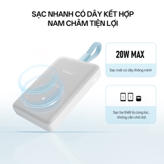 Sạc dự phòng không dây Cuktech 10.000mAh Hít từ tính + Tích hợp cáp Type C – WPB100L