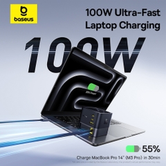 Bộ Sạc Nhanh Để Bàn Super GaN Desktop Charger 100W Kèm Cáp Rút (3C+U) 100W