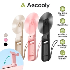 AECOOLY Pocket 01 – Quạt Cầm Tay Gập Gọn, Pin 2000mAh, 3 Chế Độ Gió, 3600rpm, Thời Gian Dùng 17h
