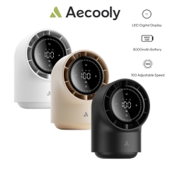 AECOOLY Chic 01 – Quạt Để Bàn Pin 8000mAh, Thời Gian Dùng 40h, Điều Chỉnh 100 Mức Gió, Màn Hình LED, Gió Đa Góc