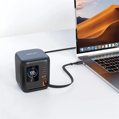 Bộ Sạc Để Bàn GaN ACEFAST Z10 100W Màn Hình TFT, 2 Cổng USB-C + USB-A, Cáp Rút Tích Hợp, Sạc Nhanh Đa Thiết Bị