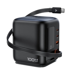 Bộ Sạc Để Bàn GaN ACEFAST Z10 100W Màn Hình TFT, 2 Cổng USB-C + USB-A, Cáp Rút Tích Hợp, Sạc Nhanh Đa Thiết Bị