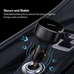 Tẩu Sạc Nhanh Kèm Cáp Dây Rút 2 Đầu Type C + Lightning Baseus Enjoyment Retractable 2 in 1 Car Charger 30W