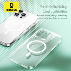 Ốp lưng nhựa cứng siêu mỏng từ tính kèm cường lực Baseus Crystal Magnetic Phone Case For iPhone