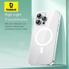 Ốp lưng nhựa cứng siêu mỏng từ tính kèm cường lực Baseus Crystal Magnetic Phone Case For iPhone