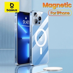 Ốp lưng nhựa cứng siêu mỏng từ tính kèm cường lực Baseus Crystal Magnetic Phone Case For iPhone
