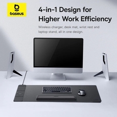 Tấm Lót Chuột Bàn Phím Kèm Sạc Không Dây 3-in-1 Baseus MagPro 2 Series Smart Desk Mat (PU, Sạc không dây, Kê Tay)