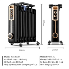 Quạt sưởi, máy sưởi, máy sấy quần áo, máy sưởi dầu Haier 13 Thanh HY2235-13B